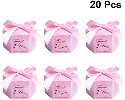 20pcsboxes кутија буква свадба хексагонална бебешка хартија розова добра добра облека за чоколадо, третирајте ги бонбоните и роденденот