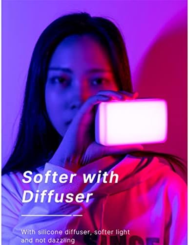 Houkai RGB видео светло со дифузер на екранот мини монитор на фотоапаратот RGB Smartphone Selfie Light