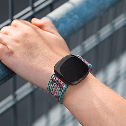 3 пакувања еластични најлон бендови за Fitbit Sense Bands & Fitbit Versa 3 бендови Womenените мажи, мекиот за замена за дишење на кожата, за Fitbit Versa 3 & Fitbit Sense