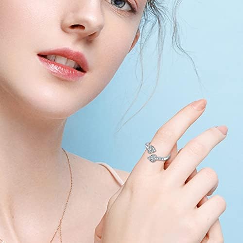 2023 Нов накит Двојно срце целосен дијамант отворен прстен циркон прстен во Европа и Америка се протегаат прстени за жени во накит