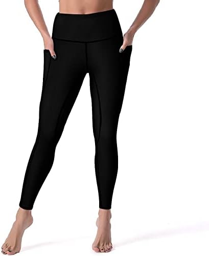 Пиоканги со висока половината јога панталони за жени со џебови, контрола на стомакот што работи спортски тренингот за вежбање