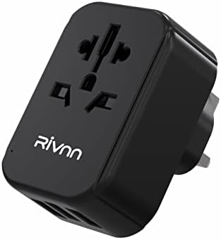 Адаптер за приклучоци за патувања во Велика Британија, Меѓународен приклучок за напојување на Rivnn со 3 полнач за адаптер за излез USB за нас