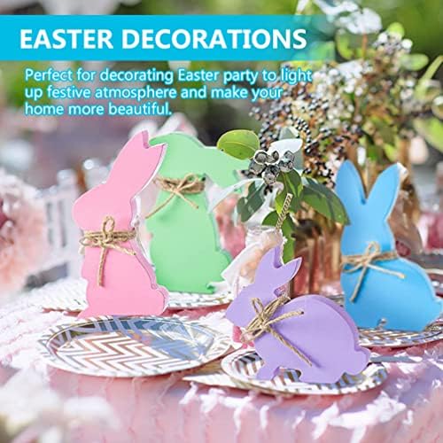 Didiseaon 4PCS Bunny Tiered Tray Tray Decoration Table Table Wooden Sign Пролетен зајак форма дрво таблета декорација за велигденска