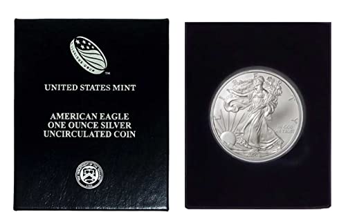 2008 година - Американски сребрен орел во пластична воздушна кутија и кутија за подароци со нашиот сертификат за автентичност долар американски