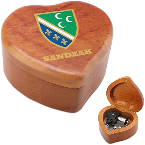 Sandzak Flag Wood Music Box гроздобер музички кутија подарок за Божиќен роденден Денот на вineубените