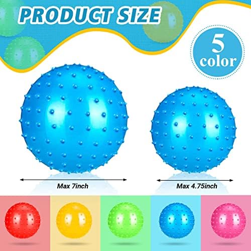 Knobby топки 7 инчи 4,72 инчи надувување на сензорни шилести топчиња за деца за деца меки жици на безизленија тактилни забавни сензорни топки со воздушна пумпа за масажа