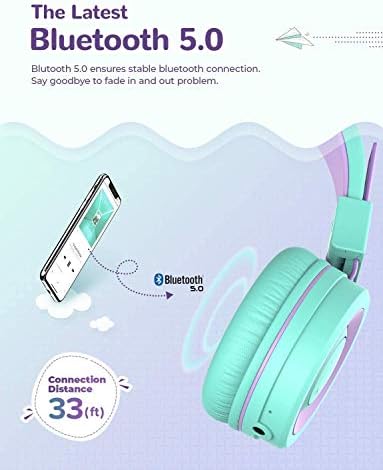 iClever Деца Bluetooth Слушалки, Bth02 Деца Слушалки СО МИКРОФОН, 22h Playtime, Bluetooth 5.0 &засилувач; Стерео Звук, Преклоплив, Прилагодлив
