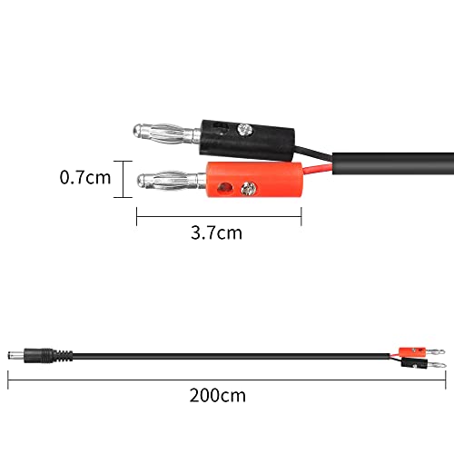 Qianrenon 4mm приклучок за банана на DC5.5mm × 2,1 mm кабел за полнење, DC5521 машки за двојно кабел за напојување со приклучок за банана, 18AWG, за опрема за инструменти DC 12V-24V, 2м/6,6ft