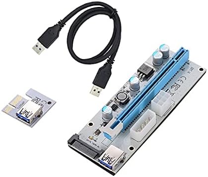 Конектори Tishric Riser картичка Ver008s 3 во 1 Molex 4Pin SATA 6PIN PCIE PCI -E PCI Express Adapter 1x до 16x USB3.0 рударски рудар