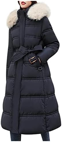 Womenените ја загреваат јакната со аспираторско крзно со долги пафери палто, залепено цврста боја, јака од јака, надворешна облека за