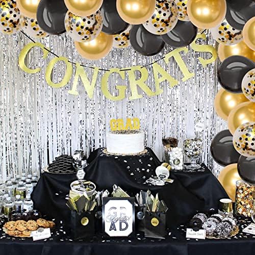 Црно Злато Конфети Латекс Балони, 50 парчиња 12 инчи Златни Метални И Црни Балони За Роденден Дипломирање Свадба Годишнината Партија Украси.……