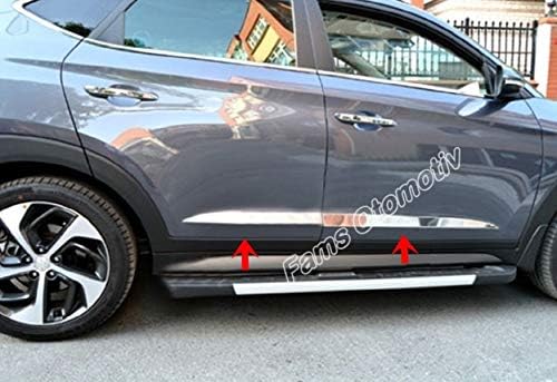 За Hyundaitucson Chrome Side Door Streamer 4 врати P. Steel 2015 горе