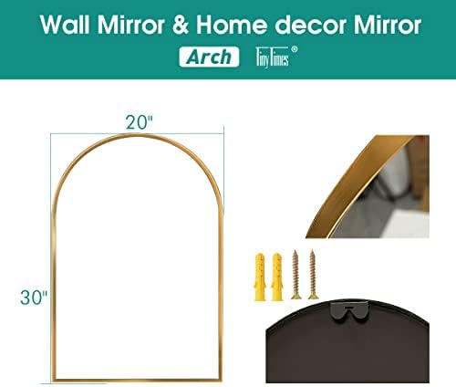 TinyTimes 20x30 Заоблени Ѕид Огледало, Суета Огледало, Со Метална Рамка, За Бања, Спална Соба, Влезот, Модерна &засилувач; Современ Ѕид Огледало-Злато