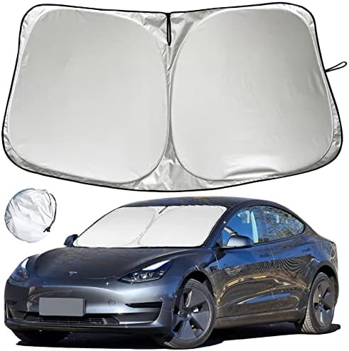 Ydotuse Tesla Model 3 Whindshield Sunshade, 240T полиестер за предниот модел на Tesla y прозорецот Сонцето Сенка покритие блокови УВ топлина,