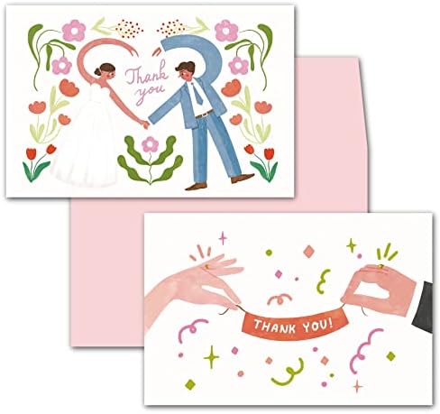 Gooji 4x6 свадба Ви благодариме картички со пликови, благодарам од новите картички MR и MRS, коверти за појавување, пакет од 20, Bulk Blught