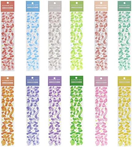 24 листови шарени налепници со ленти за запишување налепници Шарени миленичиња декоративни налепници за картички за записи DIY декор