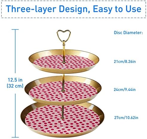 Драгонбту 3 Ниво Кекси Стојат Со Злато Прачка Пластични Нивоа Десерт Кула Послужавник Розова Полка Точка Розова Позадина Овошје Бонбони Дисплеј За Свадба Роденден