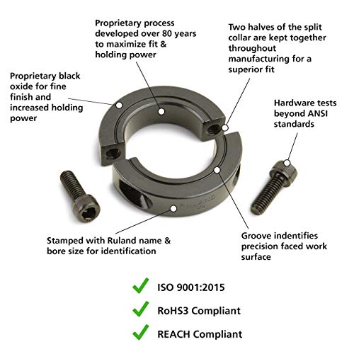 Ruland SP-59-F дво-парчен јака за прицврстување на вратилото, челик од црн оксид, 3,688 Bore, 5 OD, 7/8 ширина