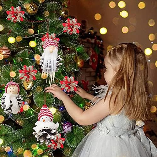 Божиќна креативна дрвена кукла за приврзоци мода симпатична мини кукла Божиќно дрво што виси декорација (1 пакет од три
