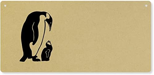 Азееда Пингвин Мајка &засилувач; Пиле Голем Дрвен Ѕид Плакета / Вратата Знак
