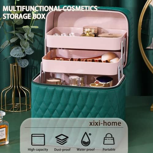 xixi - домашна патувачка козметичка торба со огледало, кутија за убавина за шминка на дамата, пренослива кутија за воз за шминка