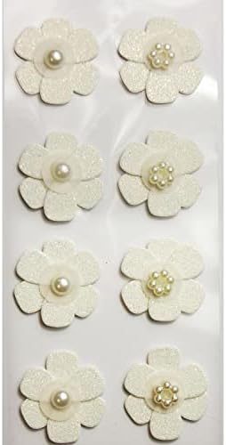 8 3Д налепници - Бели цвеќиња - свадба