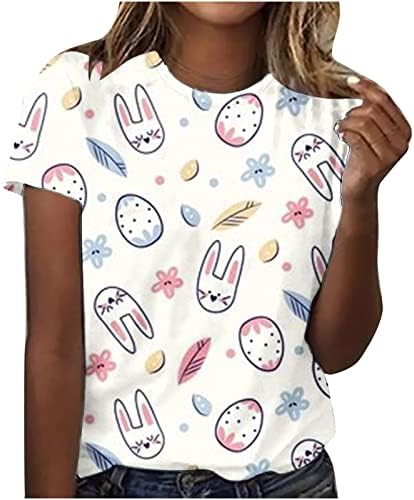 Велигденски маички за жени за жени Велигденски кошули за зајаче, плус големина слатки врвови за жени трендовски плус големина блузи