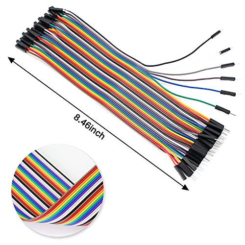 Monetaida 120pcs разнобојната жица DuPont+леб, комплет за кабел за лента од скокач, 40pins секој вид: машки до женски, машки до машки,