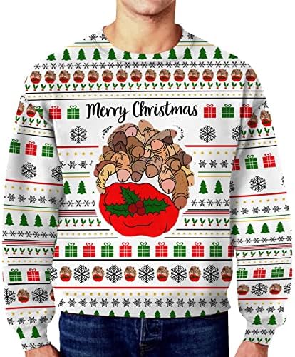 Каталем Божиќни Кошули За Мажи Грд Божиќен Дуксер Смешен Дизајн Пуловер Џемпер За Божиќна Празнична Забава