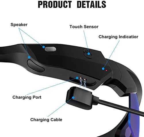Skyway Smart Bluetooth Очила За Сонце, Слушалки За Спортски Аудио Очила, Музика Со Отворено Уво Без Раце Повикувајќи Очила За Сонце (Фотохромни)