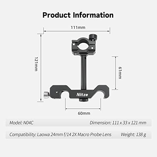 Поддршка за леќи за макро сонда на Nitze за Laowa 24mm f/14 2x леќи за макро сонда - N04C