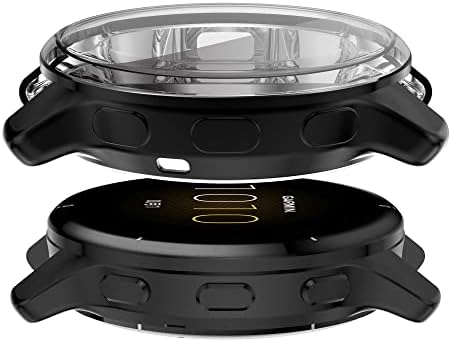 Fitturn екранот за заштита на екранот Компатибилен со Garmin Venu 2 Plus Watch Watch TPU Slim Case Capp [Plating Metal Color Frame] [3D