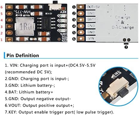 Интегриран модул за празнење Diitao 2A 5V Интегриран модул 3.7V/4.2V Заштита PCB табла за 18650 литиум батерија за полнење модул за