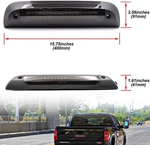 NSLUMO LED Третата замена на светлината на сопирачката за 2014-2018 Chevy Silverado GMC Sierra 1500 2500HD 3500HD црвен LED Strobe Center