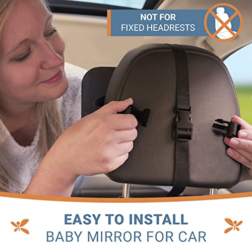 Огледало за бебиња со ShatterProof, целосно преглед на новороденче во седиштето на задниот дел од автомобилот - Безбедност на новороденчиња, тестирана несреќа и дополнит