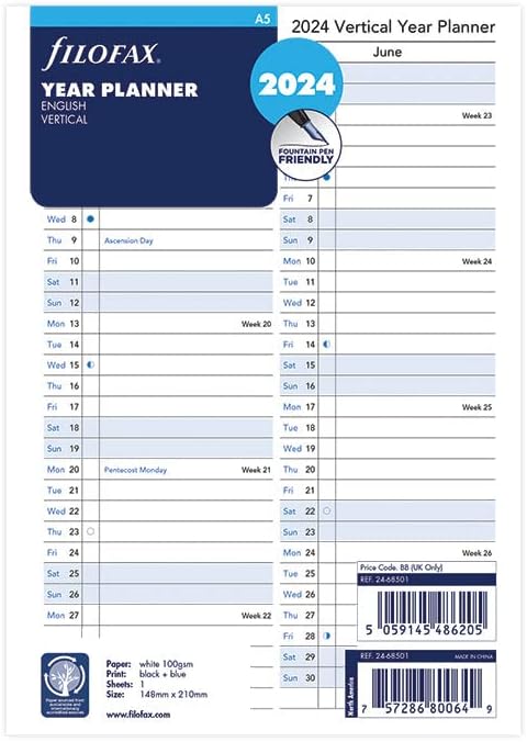 Филофакс 2024 А5 Годишен планер вертикална 24-68501