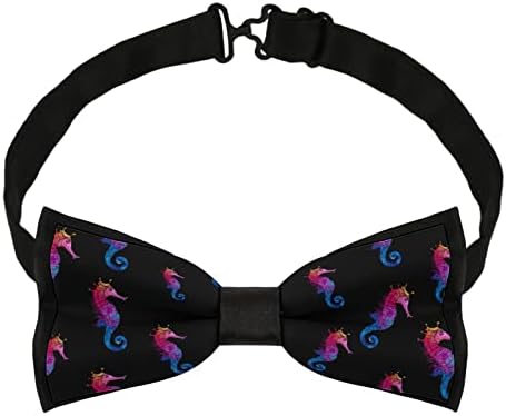 Виножито Seahorse Mani's Bow Tie Pre-tied прилагодлива лак за официјално свадба на смокинг за смокинг