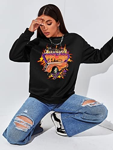 Graptionенски буквата Wdirara Graphic Graphic Graphic Long Sweet Sweatshirt Clap Clapter Pullovers