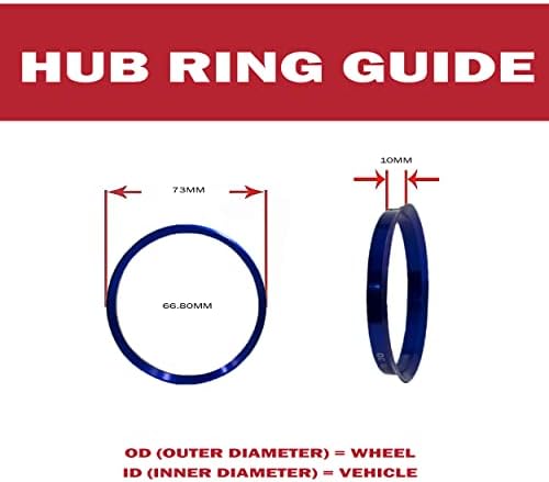 Делови за додатоци на тркала сет од 4 центричен ринг од 73мм ОД до 66,9мм центар за метал, метал