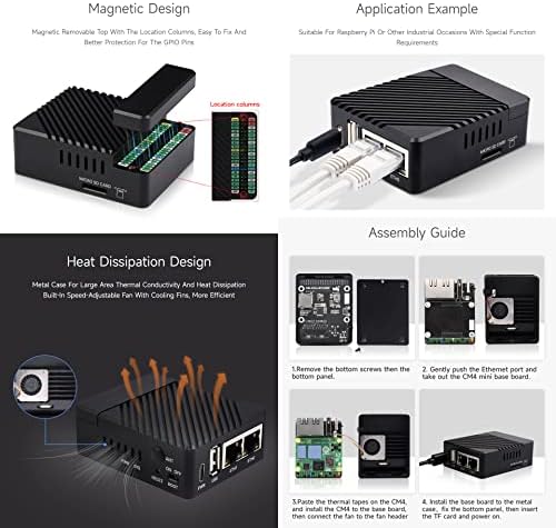 Baveshare Mini Dual Gigabit Ethernet Base Board/Mini-Computer компатибилен со Raspberry Pi Compute Module 4, вклучувајќи CM4-Dual-Eth-Mini+Case+Адаптер