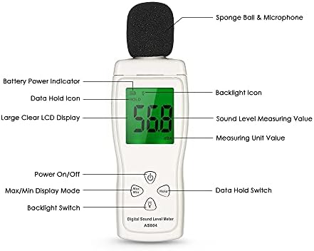 SDFGH мини дигитален мерач на ниво на звук LCD дисплеј мерач на бучава Мерач на мерење на инструменти за децибела тестер