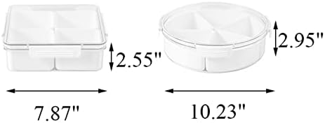 Куши Тркалезна Пластична Поделена Послужавник за Сервирање Со Капак, 5 Индивидуални Садови Контејнери За Складирање Храна, Чинија