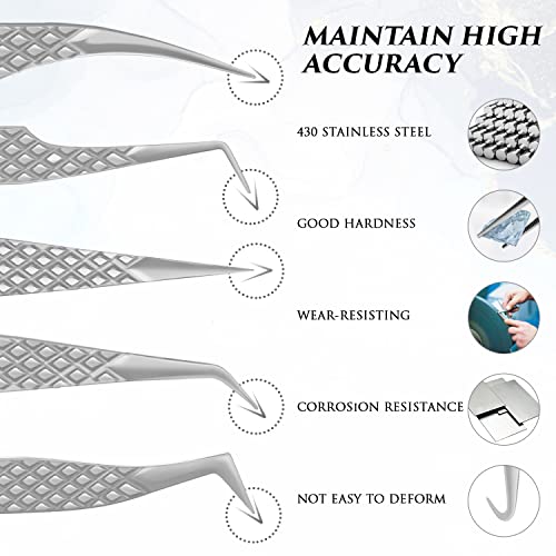 Трендгеника Екстензии На Трепки Пинцети Професионални Пинцети За Трепки За Волумен, Изолација-Рачно Калибрирани Прави / Заоблени Врвови