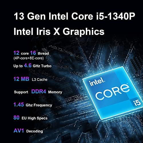 Intel NUC13 Pro NUC13ANHi5 16GB RAM МЕМОРИЈА 512GB SSD Мини Компјутер, i5-1340P 12 Јадро, 16 Тема, Windows 11 Pro Mini Компјутери, до 4.6