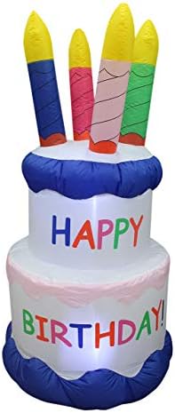 Пакет за украси на две роденденски и Божиќни забави, вклучува 6 нозе високи надувување среќен роденден торта со свеќи и 5,3 стапки високи надуени за надувување на Дед