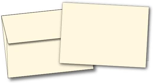 Тешка категорија Мал празен крем / Природни / Оф -бели честитки за честитки - 100 картички и коверти - Белешка картичка / Ви благодариме Големина