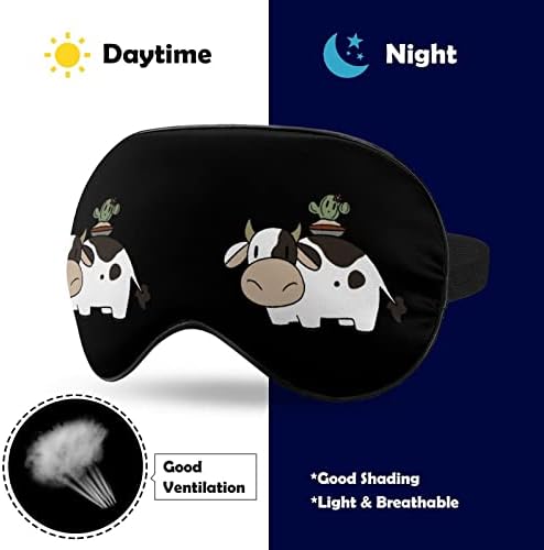 Крава и цветна кактус мека маска за очи за очи Ефективно засенчување на удобност за спиење со еластична прилагодлива лента