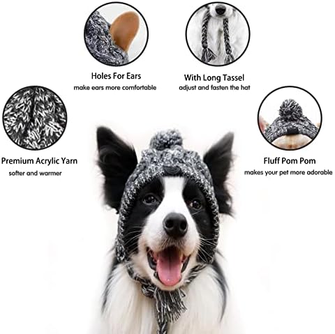 Dikeo polar pom пом капа, топло милениче кучиња плетена капа, милениче куче зимска плетена капа, капи за мали кучиња, зимска капа за кучиња со
