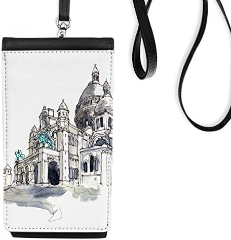 Sacre-Coeur во Париз Франција Телефонска чанта што виси мобилна торбичка црн џеб