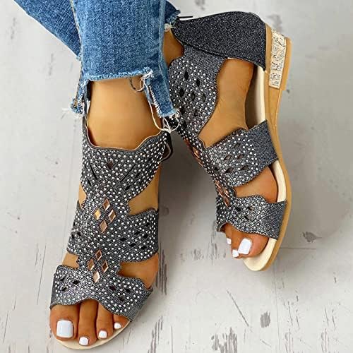 Сандали за жени со работа со Rhinestones жени сандали сандали за жени девојки случајни летни кристални плажа чевлиматеријал: вештачка кожа +
